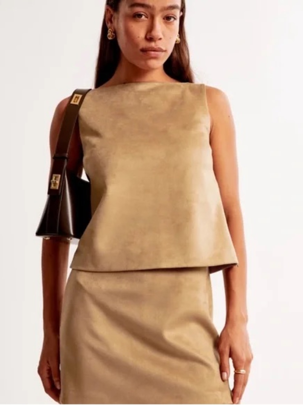 Abercrombie & Fitch Tan Faux Suede Top